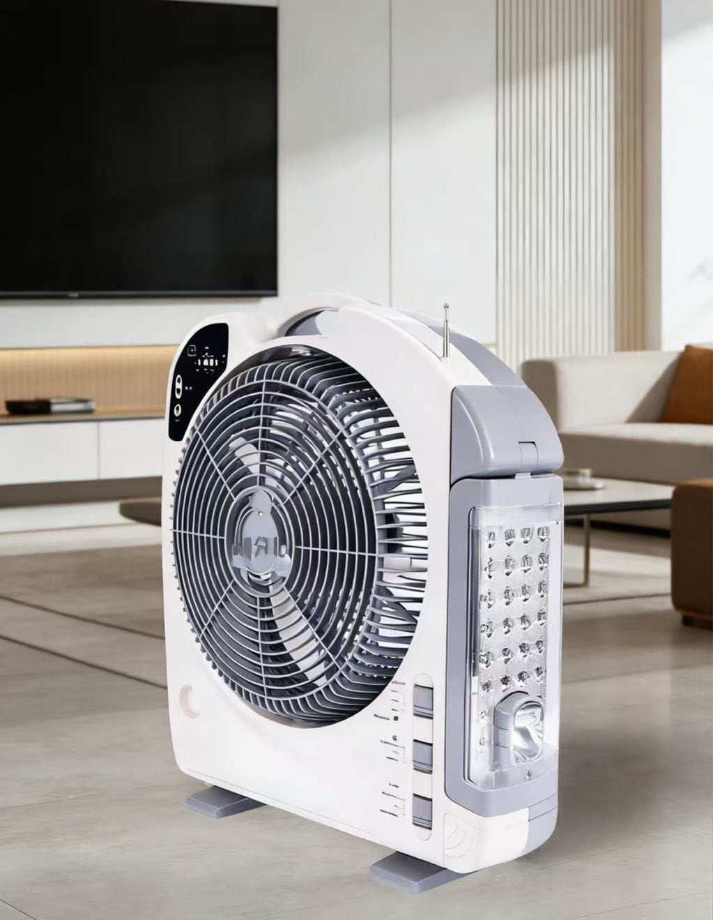 12-Inch Solar Rechargeable Table Fan with LED Light