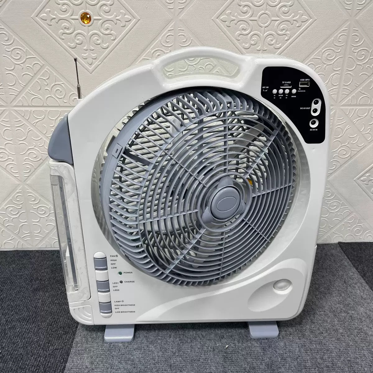 12-Inch Solar Rechargeable Table Fan with LED Light
