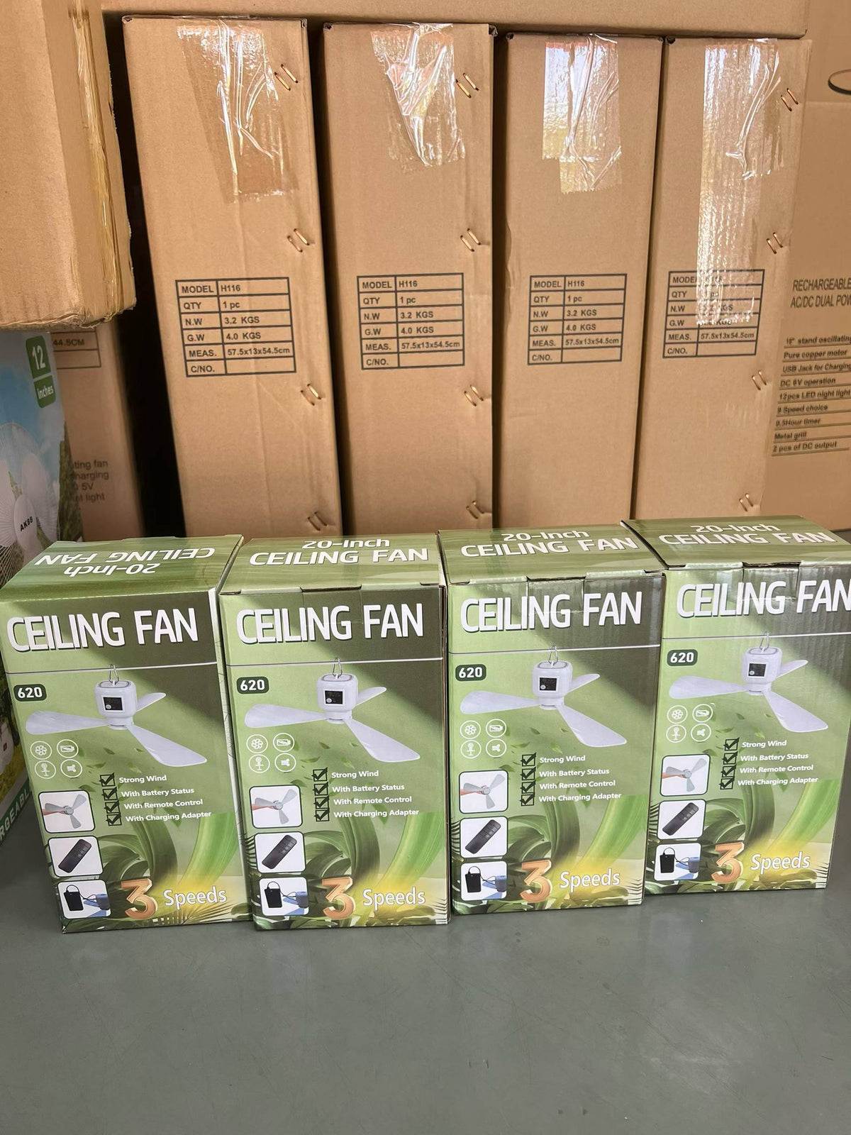 20-Inch Solar-Compatible Rechargeable Ceiling Fan with Remote | JMB-620