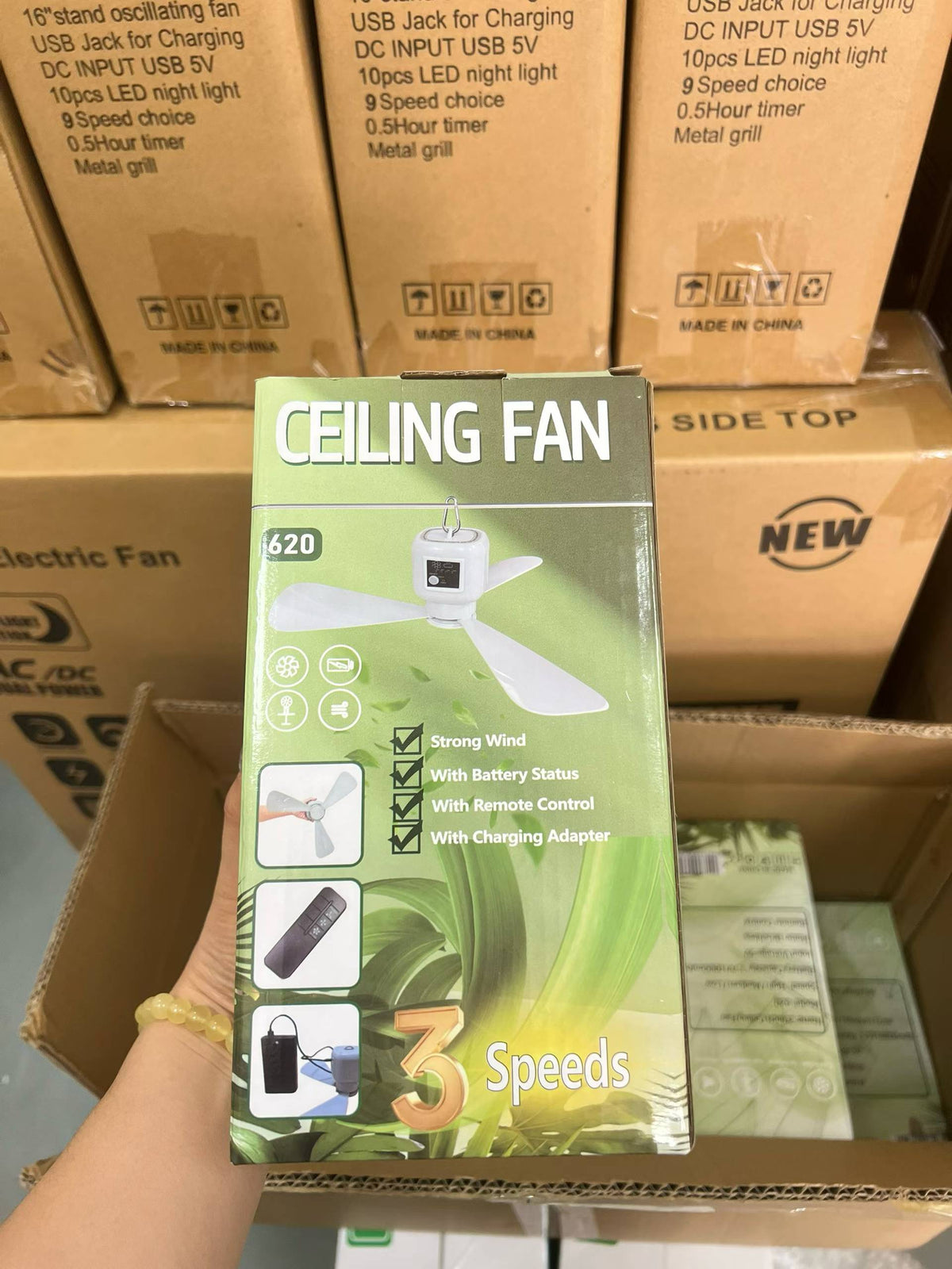 20-Inch Solar-Compatible Rechargeable Ceiling Fan with Remote | JMB-620