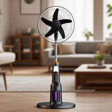 Load image into Gallery viewer, Functional solar fan rechargable fan lithium battery powered mosquito killing blue tooth night light remote control
