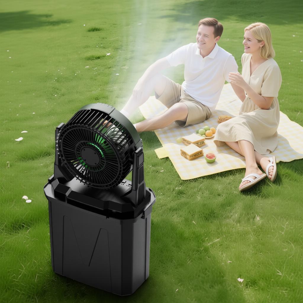 10L Portable Mist Cooling Fan | Outdoor Camping & Fishing Fan with LED Light, Remote Control & 20000mAh Battery | Jumbo