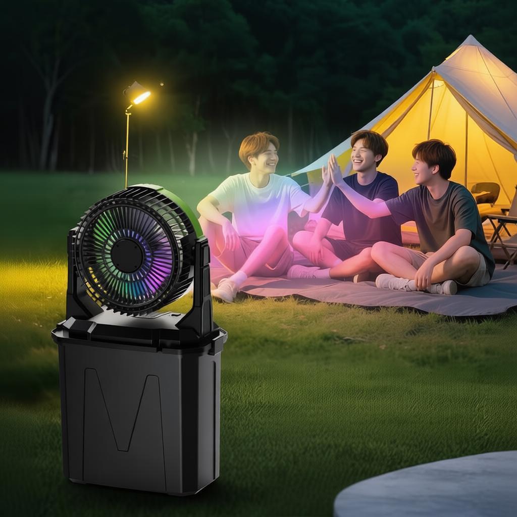 10L Portable Mist Cooling Fan | Outdoor Camping & Fishing Fan with LED Light, Remote Control & 20000mAh Battery | Jumbo