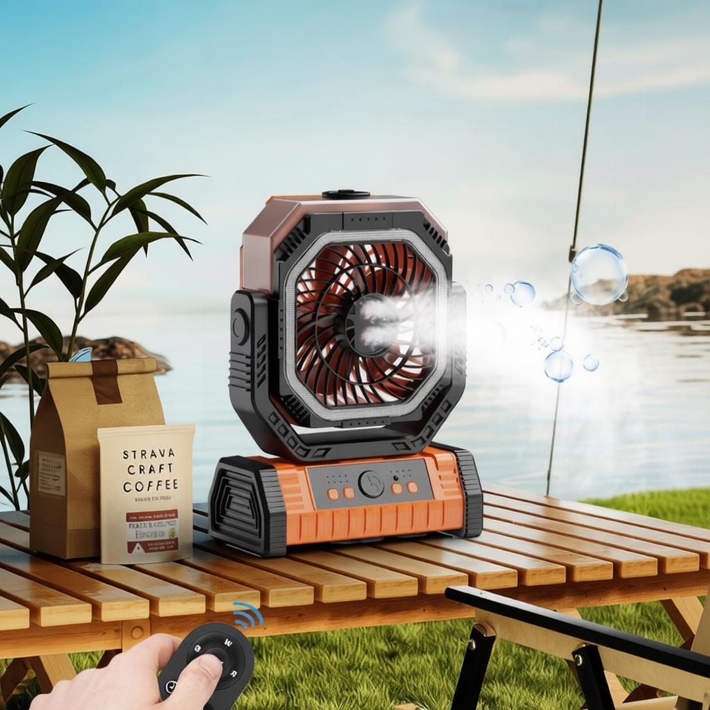 Portable Misting Fan with Auto-Oscillation | 20000mAh Battery, LED Light & Power Bank | 2026 New Model