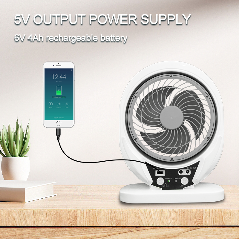7" Portable Solar Rechargeable Fan with LED Light & Power Bank Function | Jumbo