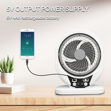 Load image into Gallery viewer, Outdoor Portable 8-Inch Solar Rechargeable Desk Fan with Digital Control LED Light Plastic Material USB &amp; Solar Powered
