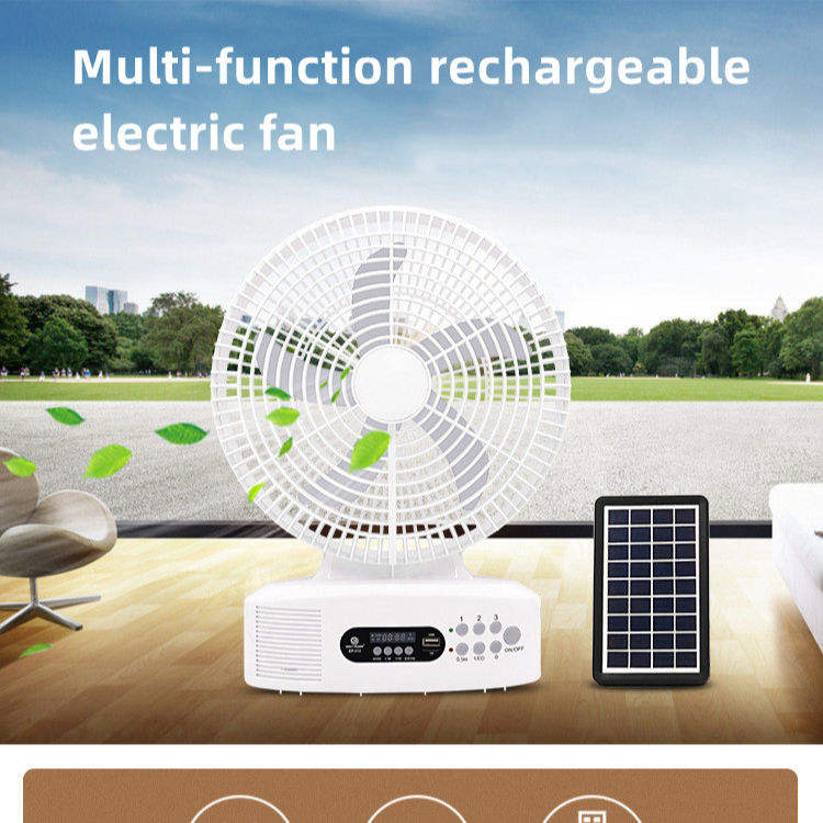 12 Inch Multi-function Solar Desk Fan with MP3/Bluetooth/FM Radio & Battery