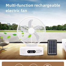 Load image into Gallery viewer, 12 Inch Rechargeable Electric Table Fan Mechanical Control LED Light Solar Panel Timer-Portable Home Outdoor Air Cooling Fan
