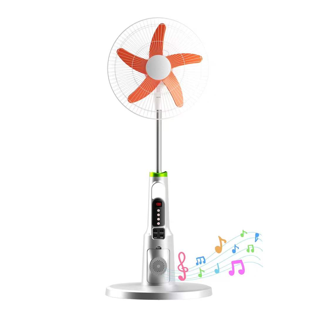 16/18-inch Solar Rechargeable Stand Fan with Bluetooth Speaker & Mosquito Killer
