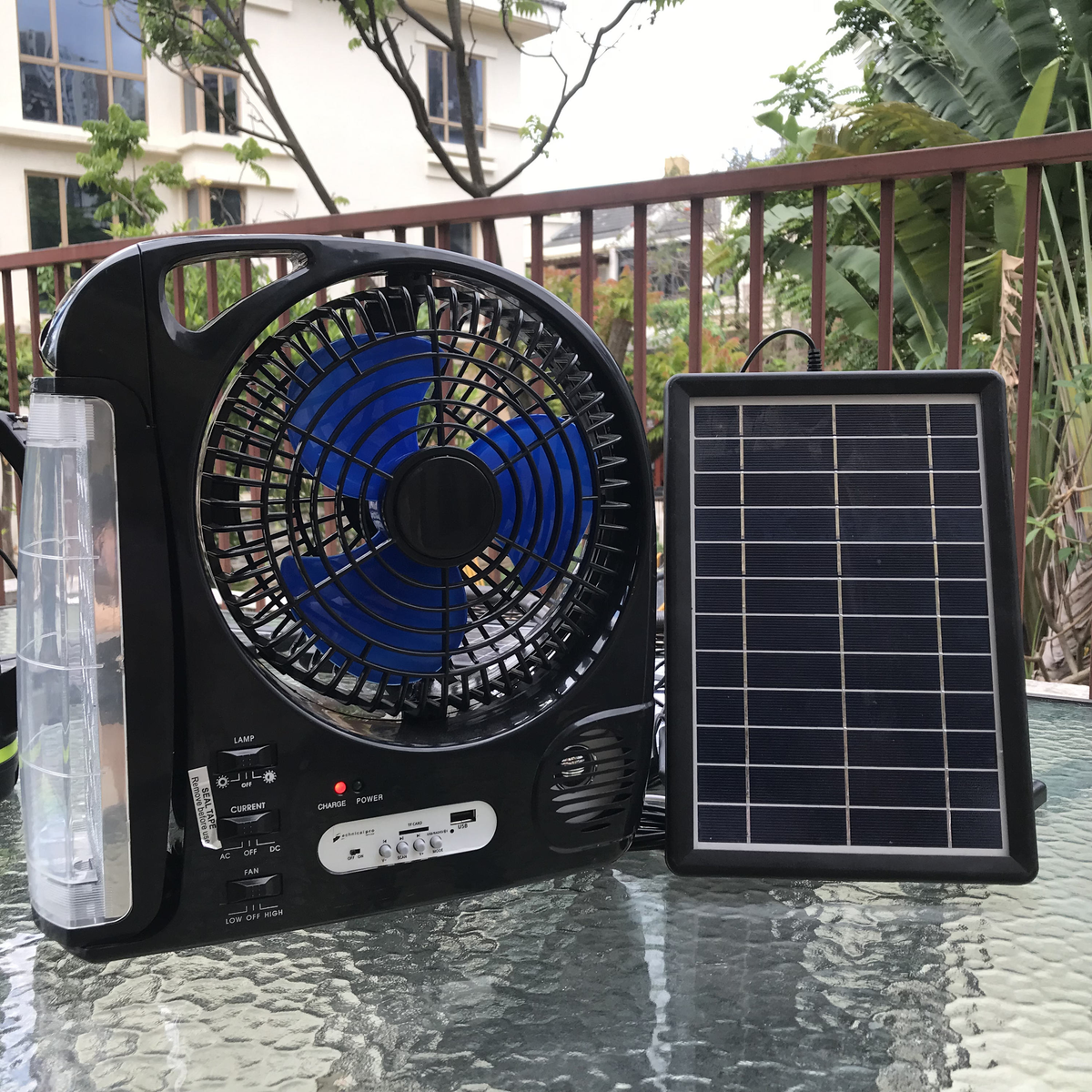 8-Inch Solar Rechargeable Fan with LED Light | JMB-N283
