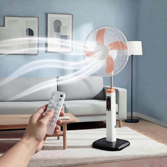 16-inch BLDC Solar Rechargeable Fan with Dual 6V Batteries