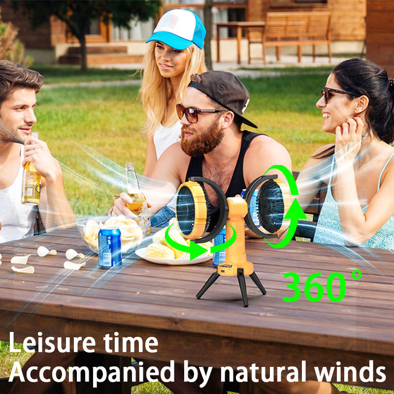 6" Portable Dual-Head Camping Fan with Tripod, Power Bank & LED Light | Jumbo