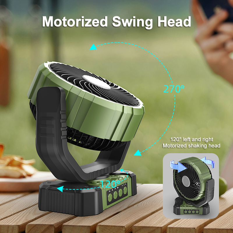 8" Rechargeable Camping Fan with Timer, 120° Auto-Oscillation & 8000mAh Battery | Jumbo