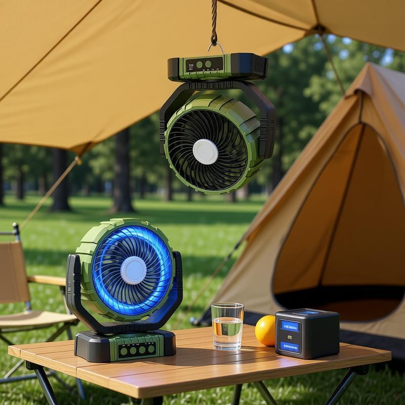 8" Rechargeable Camping Fan with Timer, 120° Auto-Oscillation & 8000mAh Battery | Jumbo
