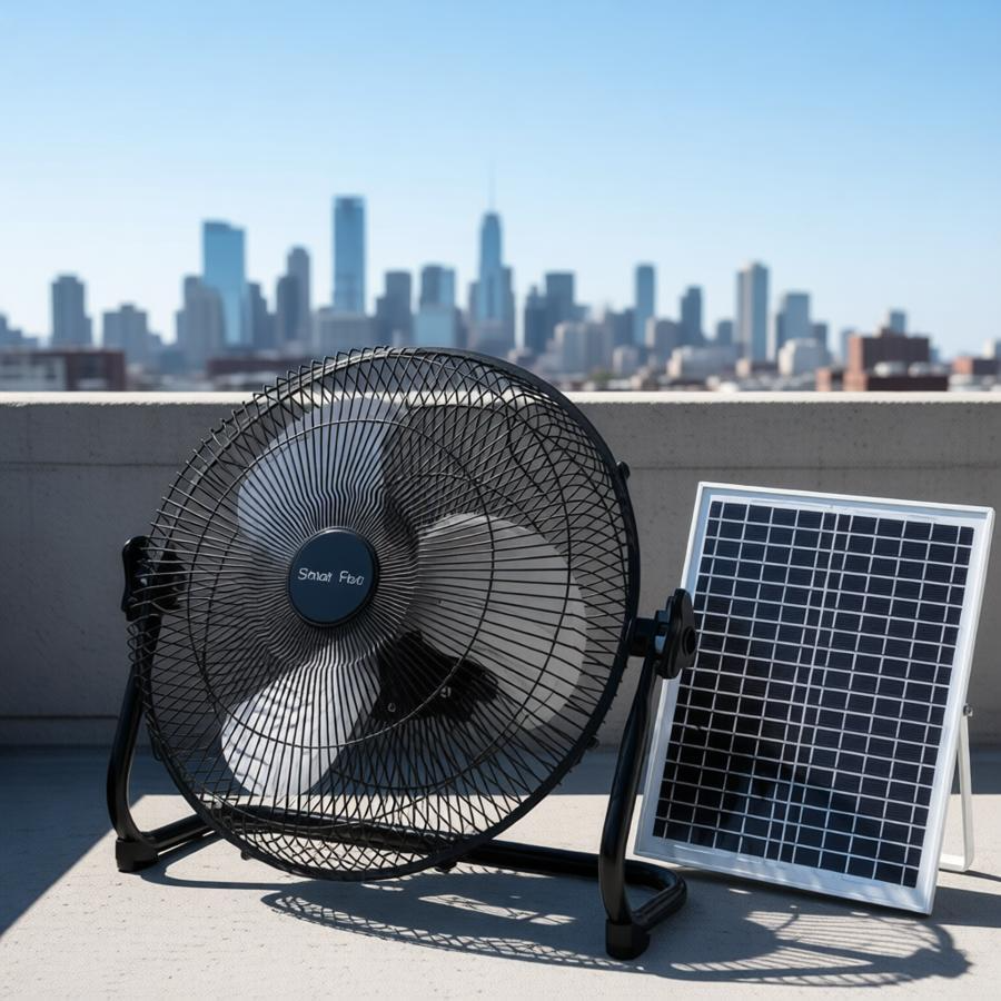 12" Emergency Rechargeable Fan | Solar Kit & USB Charging Hub | Jumbo