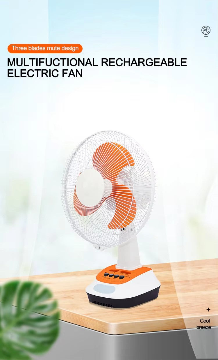 12" AC/DC Rechargeable Table Fan with Lead-Acid Battery & Copper Motor | Jumbo