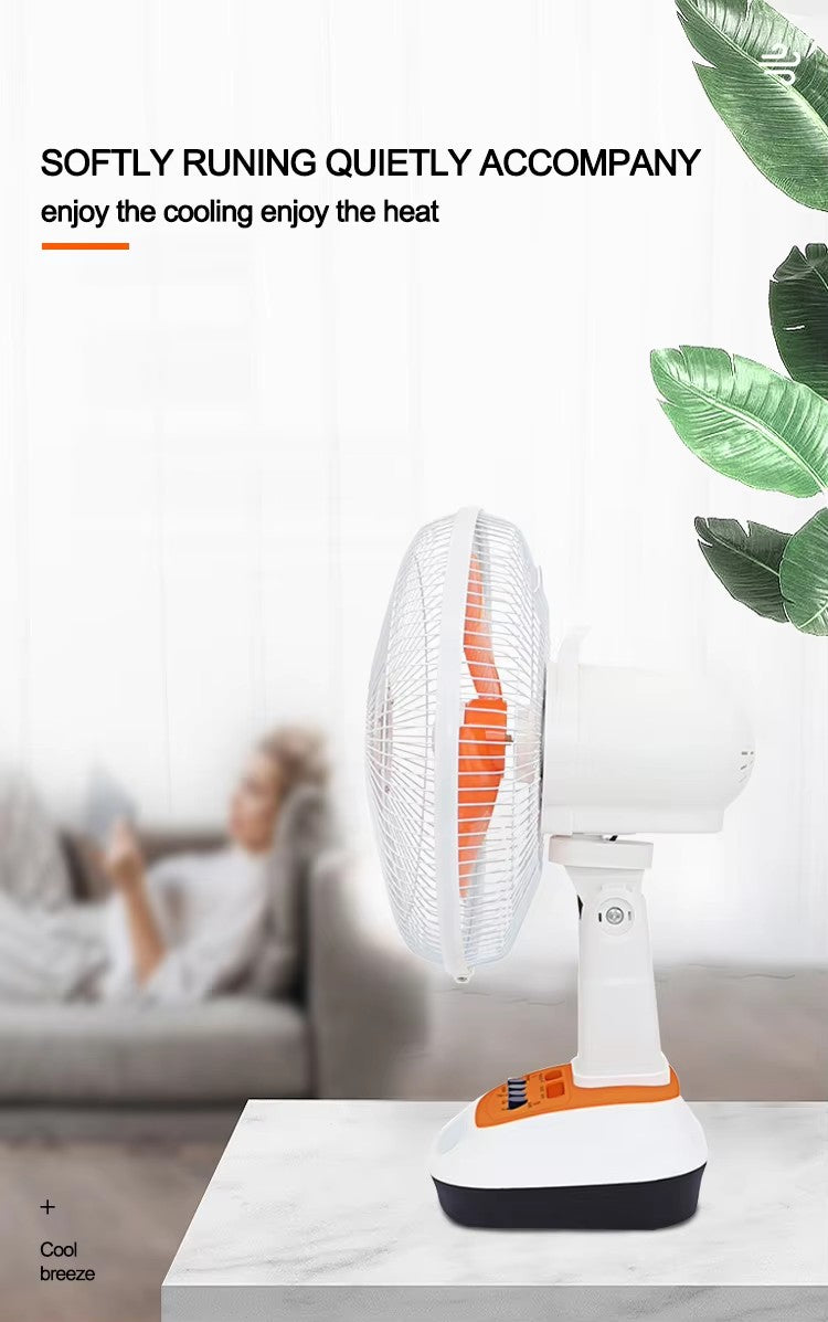 12" AC/DC Rechargeable Table Fan with Lead-Acid Battery & Copper Motor | Jumbo