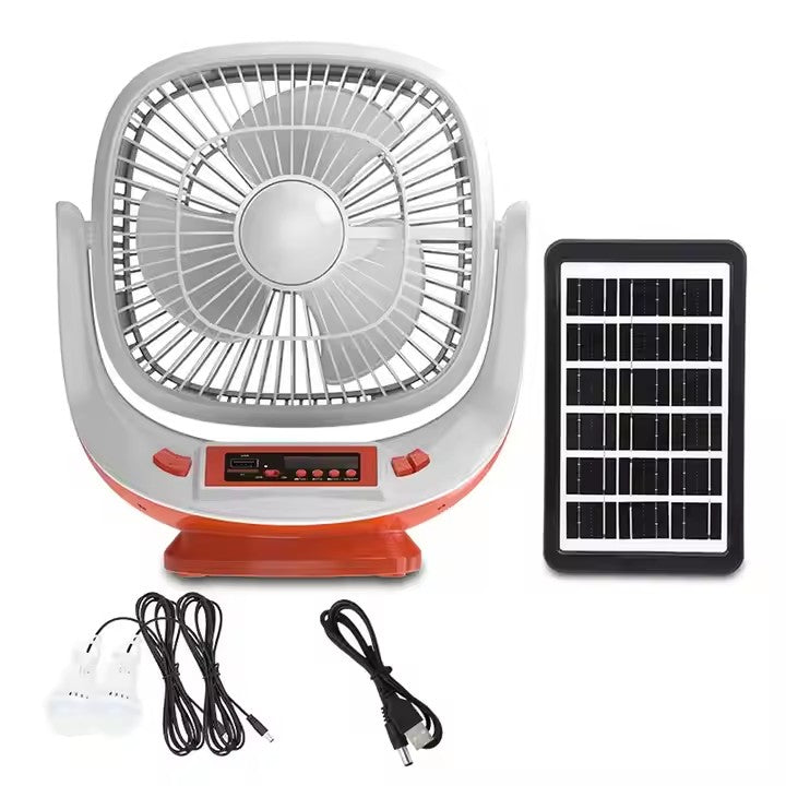 8" Portable Solar Rechargeable Fan with Bluetooth Speaker, FM Radio & LED Light | Jumbo