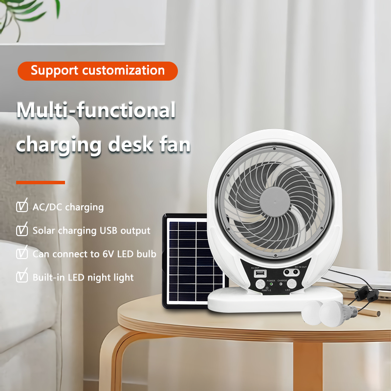 7" Portable Solar Rechargeable Fan with LED Light & Power Bank Function | Jumbo