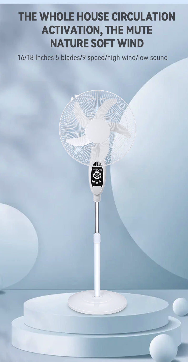 16/18-inch AC/DC Solar Rechargeable Fan with 9-Speed & Remote