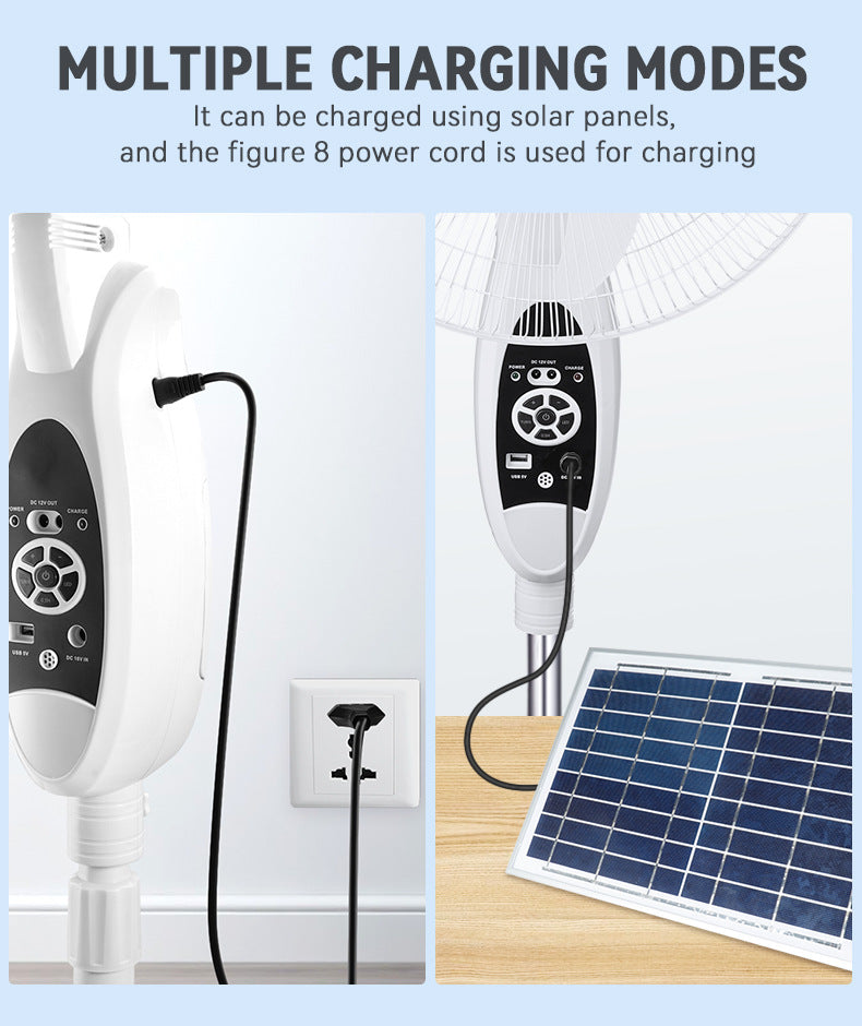 16/18-inch AC/DC Solar Rechargeable Fan with 9-Speed & Remote