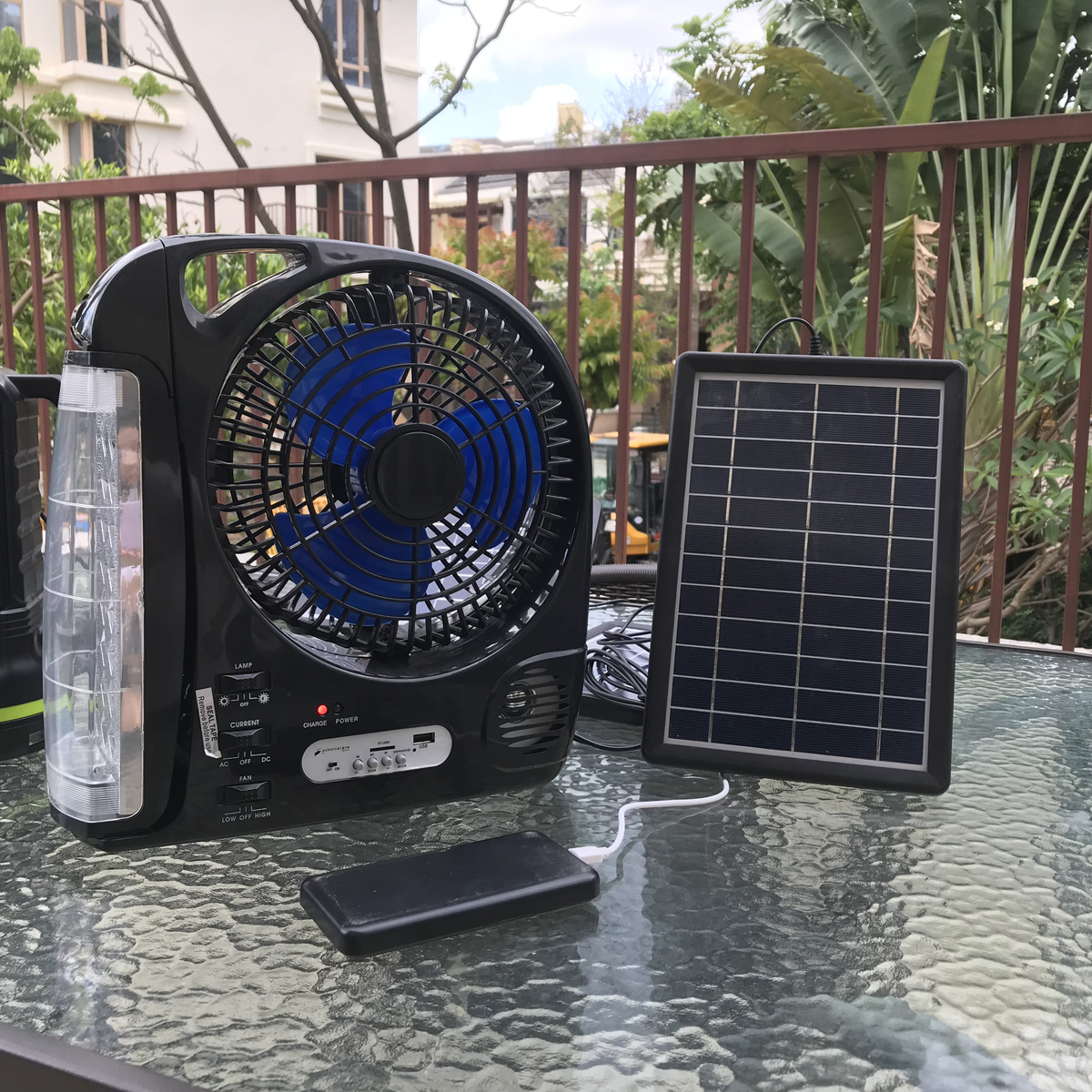 8-Inch Solar Rechargeable Fan with LED Light | JMB-N283