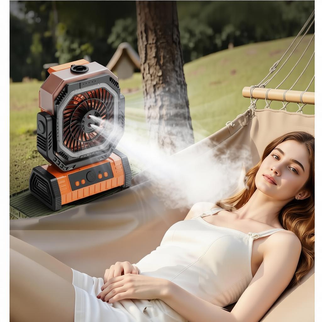 Portable Misting Fan with Auto-Oscillation | 20000mAh Battery, LED Light & Power Bank | 2026 New Model
