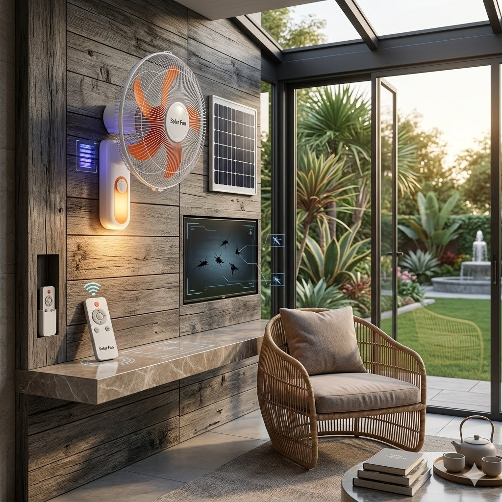 16" Rechargeable Wall Fan with Remote, Night Light & Mosquito Killer | 7200mAh | Jumbo