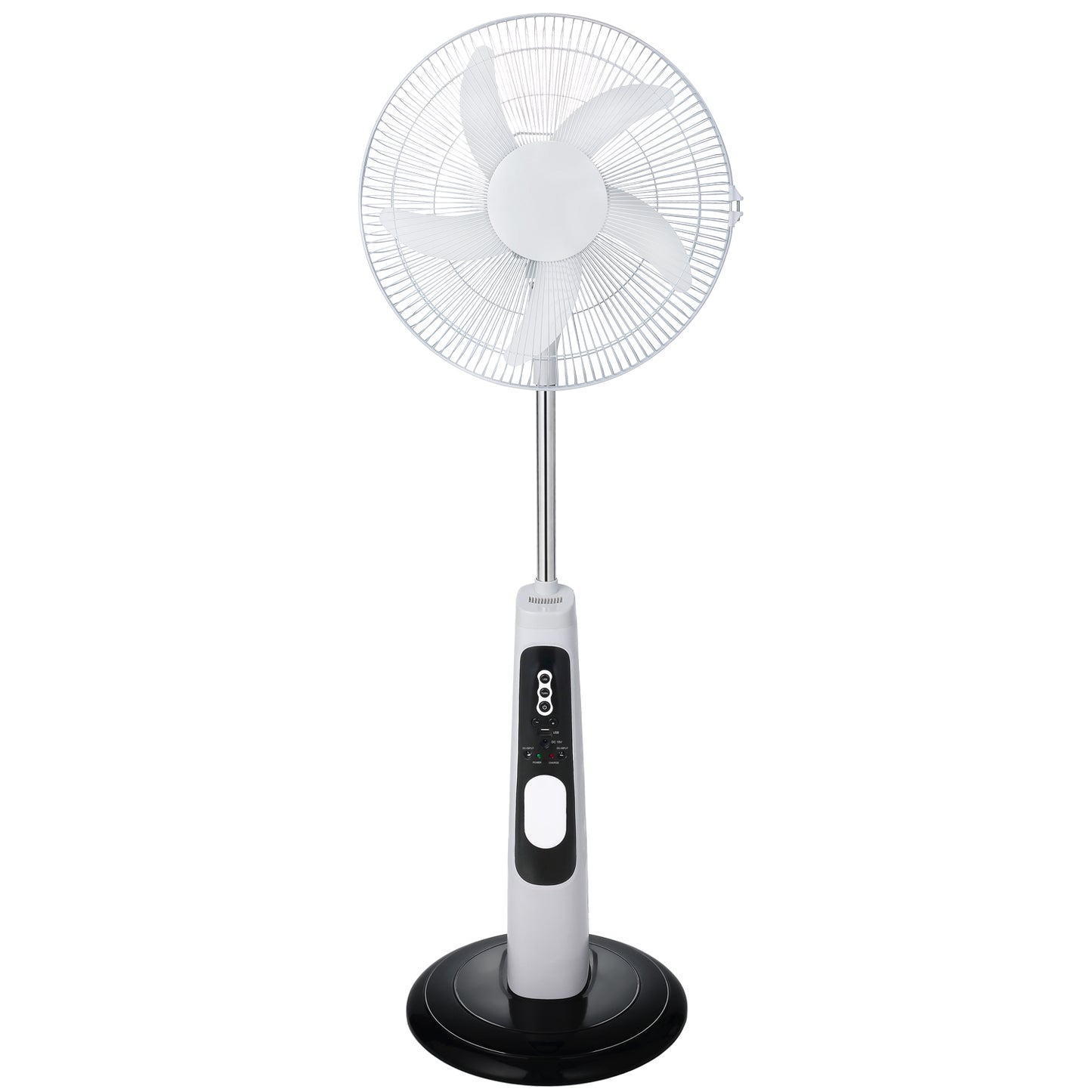 16" AC/DC Solar Rechargeable Stand Fan with Digital Screen & Remote