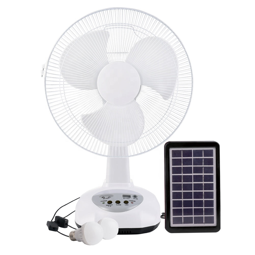 Energy 12 inch emergency charger table fan solar desk fan rechargeable