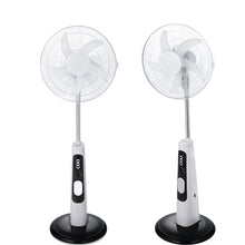 Load image into Gallery viewer, 16 Inch 12V 7Ah 4.5Ah Battery AC/DC Operated Rechargeable Solar Pedestal Fan with LED light USB mobile charge
