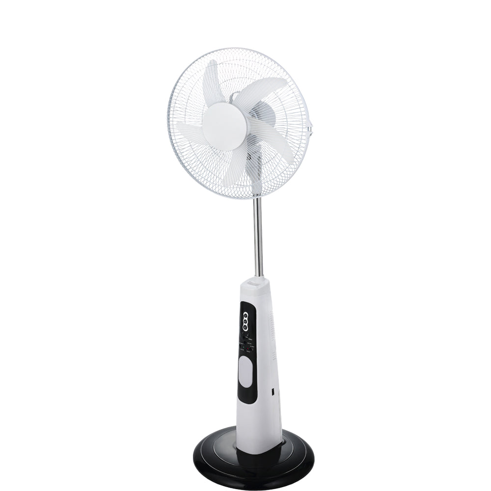 16" AC/DC Solar Rechargeable Stand Fan with Digital Screen & Remote