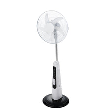 Load image into Gallery viewer, 16 Inch 12V 7Ah 4.5Ah Battery AC/DC Operated Rechargeable Solar Pedestal Fan with LED light USB mobile charge
